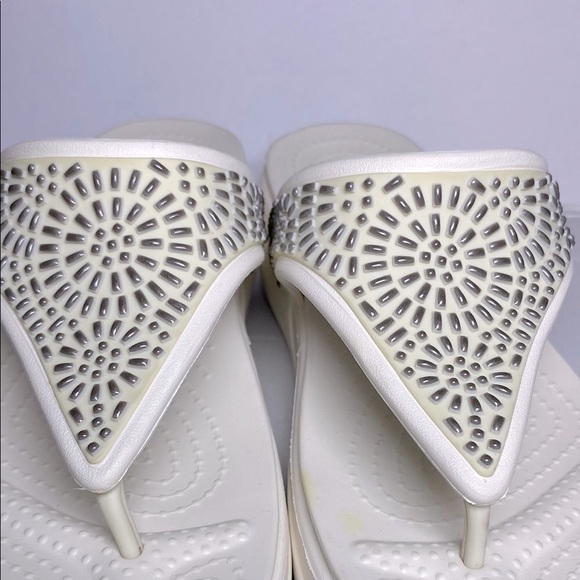 CROCS Monterey Diamanté White Wedge Sandals with Embellished Design - Picture 5 of 6